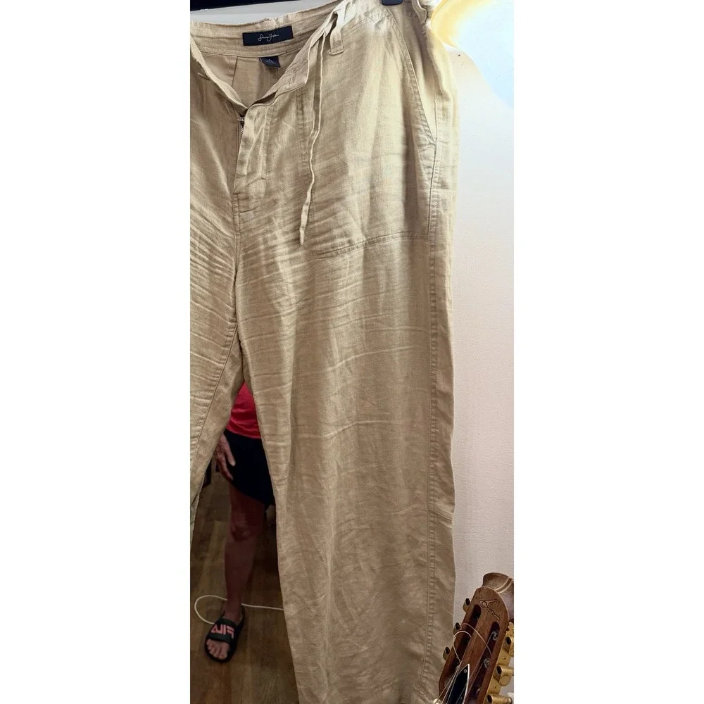 Sean John Men 38 100 % Linen Pants Beige Casual Beach Resort Classy  Rich Hipstr